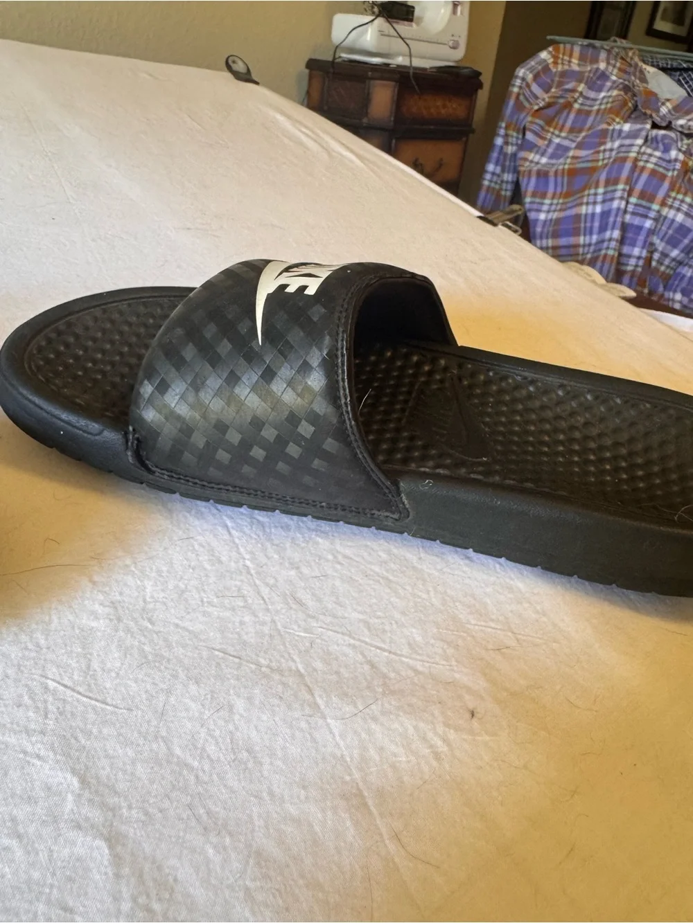 Nike Black Slide Sandals with White Logo